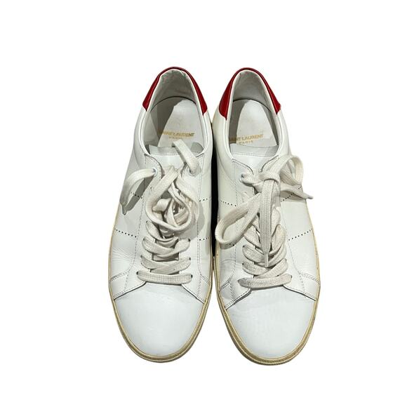 Saint Laurent Court Classic White & Red Leather Sneakers Eu 41